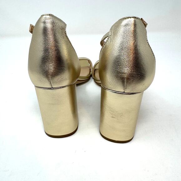 NEW Sam Edelman Daniella Gold Metallic Sandals 9.5 Leather Glam Coquette Party - Picture 6 of 11